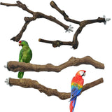 Allazone 4-Piece Bird Perch - Natural Grapevine Stick Swing Chewing Toys for Parrot Cages, Cockatiels, Parakeets, Finches