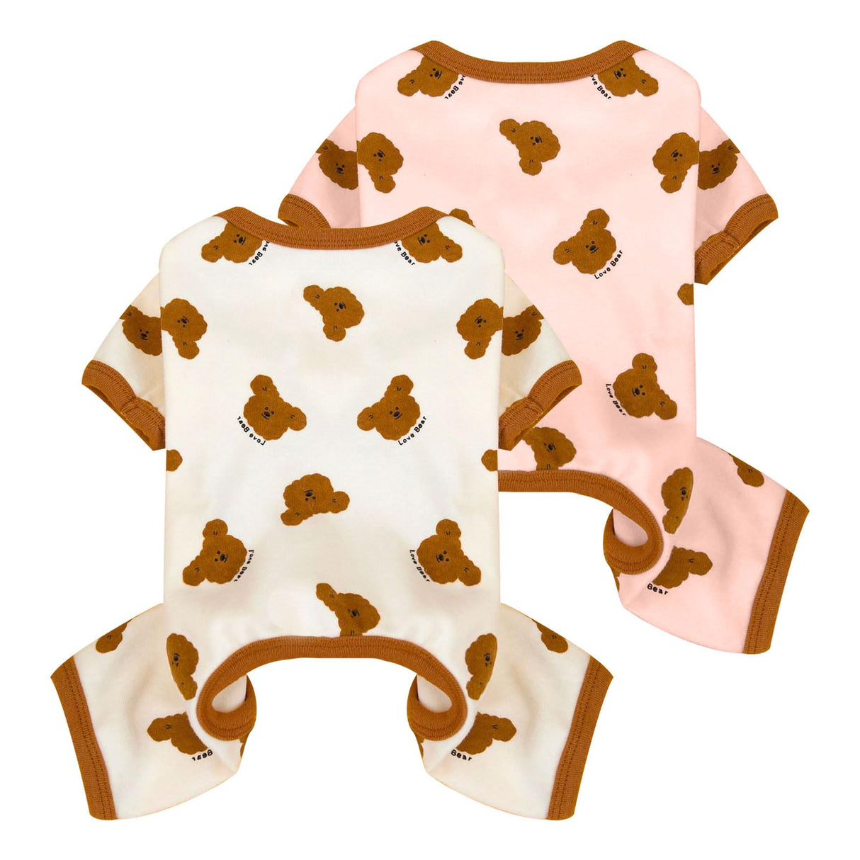 2 Pack Dog Pajamas Small Sized Dog Onesie Clothes Soft Stretchy Puppy Pajamas for Dogs Cats Girl Pet Costume Bear Printed Pjs Outifts French Bulldog Chihuahua Doggie Clothes (Pink&White, XX-Large)