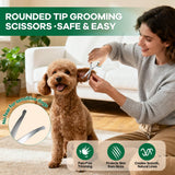 EcoStylife Dog Ear Hair Removal Kit – Upgraded Ear Powder, Round Tip Grooming Scissors & Hemostats for Gentle Hair Plucking, Prevention for Poodles, Schnauzers