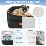 GL GLENSLAVE Dog Car Seat for Small Medium Dogs, Memory Foam Dog Booster Car Seat for Pets Under 35 lbs, Anti-Slip Pet Carseat with 2 Adjustable Leashes, Elevated Dog Travel Bed with Storage Pockets