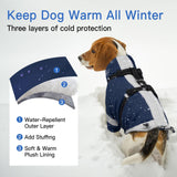 XL Winter Coat for Medium Dogs,Reflective Harness Built in | Turtleneck Dog Snowsuit with Sleeves for Snow Day Keep Warm,Outdoor Activities Water-Repellent & Windproof Jacket (Navy-Blue)