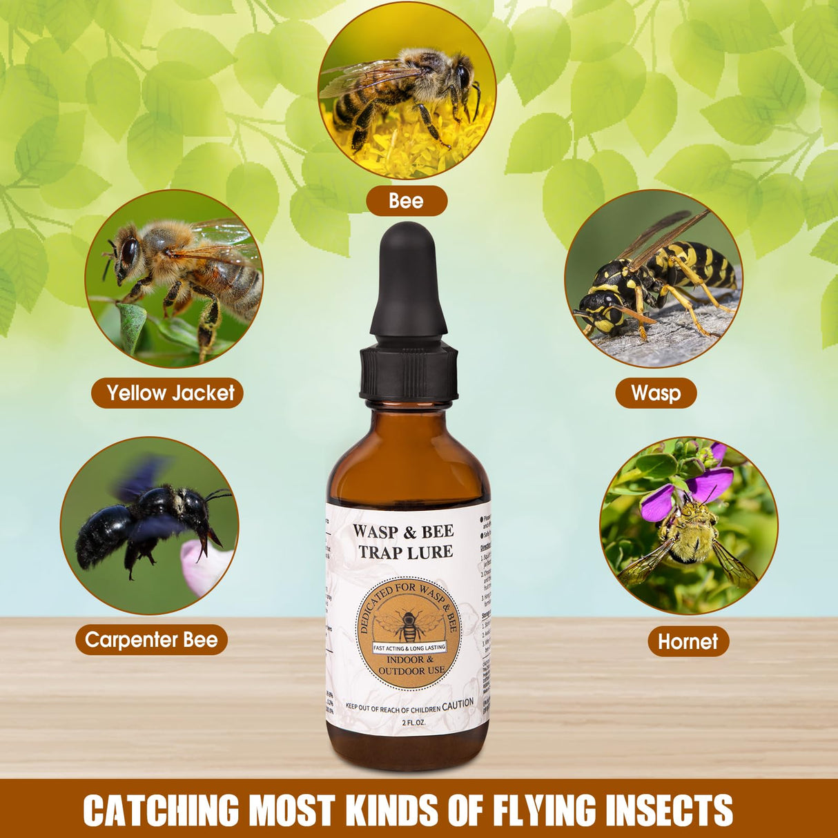 2 oz Natural Carpenter Bee Trap Lure, Attractant Bait Lure for Wasps, Bees, Hornets, Insects, Yellow Jacket Traps Outdoor Hanging
