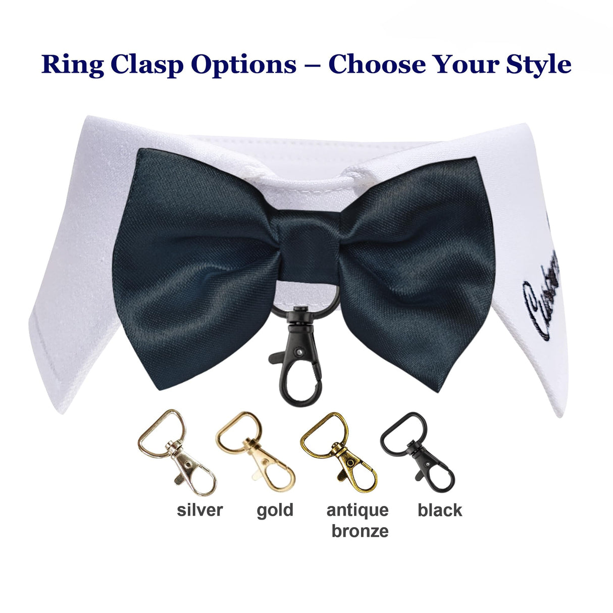 Handcrafted Personalized Dog Wedding Attire with Bow Tie – Custom Embroidered Name, Adjustable Shirt-Style Collar Fit, Optional Ring Bearer Clasp, Formal Outfit by ACORD EU (White)