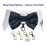 Handcrafted Personalized Dog Wedding Attire with Bow Tie – Custom Embroidered Name, Adjustable Shirt-Style Collar Fit, Optional Ring Bearer Clasp, Formal Outfit by ACORD EU (White)