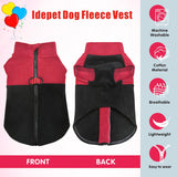 Idepet Dog Fleece Vest Sweater Zip Up Warm Pullover Dogs Jacket with D-Ring Leash Winter Cold Weater Coat Pet Sweatershirt Clothes Hoodie for Small Medium Dogs Boy Girl (Red/Black, M)
