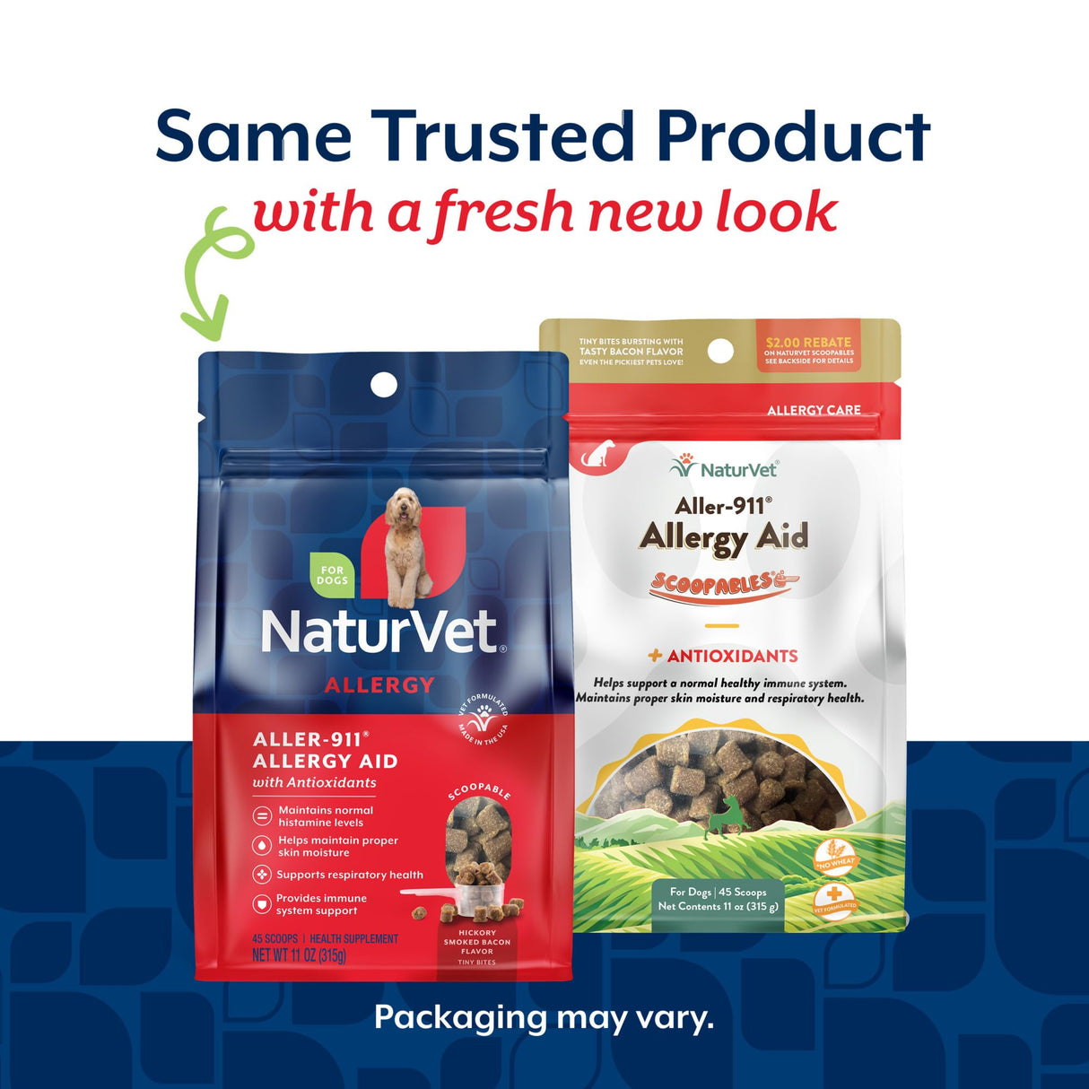 NaturVet Scoopables Aller-911 Dog Allergy Support Vitamins - Supports Immunity & Seasonal Allergies in Dogs - Hickory Smoked Bacon Flavored Pet Health Supplement | 11oz Bag
