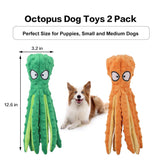 CPYOSN Dog Squeaky Toys Octopus - No Stuffing Crinkle Plush Toys for Puppy Teething, Durable Interactive Chew Toys for Small, Medium and Large Dogs Training and Reduce Boredom, 2 Pack