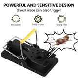 Qualirey 50 Pcs Mouse Traps Plastic Mice Trap House Indoor Rat Trap Quick Effective Safe Mouse Traps for Warehouse Garden Kitchen 3.86 x 1.81 x 2.17 Inch (Black,Yellow)