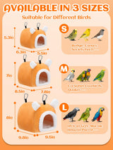 MEWTOGO Stable Warm Bird Nest - Winter Plush Comfortable Bird House with Strong Load-Bearing Mat & Wide Entry for Cage Accessories, Medium Birds Bed for Cockatiel Lovebirds Quaker