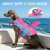 SUNFURA Dog Life Jacket - Shark Dog Life Vest for Swimming Boating, Reflective Lifejacket with High Buoyancy and Rescue Handle, Adjustable Lifesaver for Small Medium Large Breeds, Blue Pink M