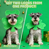 SCENEREAL Dog St Patricks Day Outfit, Irish Clover Hat & Scarf Costumes Set for Small Medium Dogs, Funny Pet Holiday Clothes Green Collar Headband, Puppy Large Cat Cosplay Party Apparel Accessory