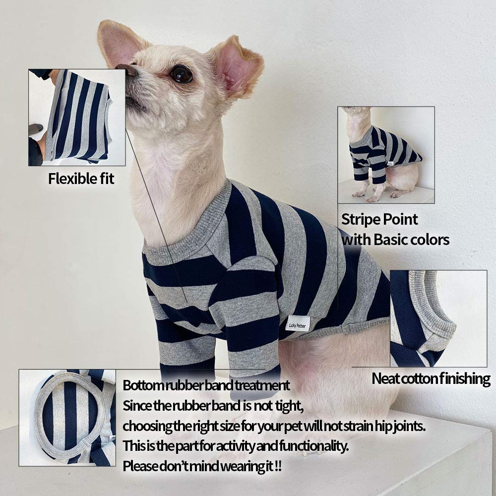 Lucky Petter Dog Cotton Shirts for Small and Large Dogs Rugby Striped T-Shirts Soft Breathable Dog Shirt pet Clothes (5X-Large, Yellow/Navy)