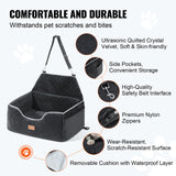 VEVOR Dog Car Seat, Waterproof Dog Booster Seat for Car with Side Handles and a Storage Pocket, Clip-On Safety Leash and PP Cotton Filling, Vehicle Bed for Small Dogs up to 25lbs, Gray