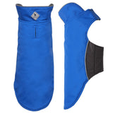 THE WORTHY DOG Apex Dog Jacket – Water-Resistant, Fleece-Lined, Adjustable Fit with Reflective Trim & Harness Hole – Three-Season Pet Coat, Machine Washable - Blue, 18