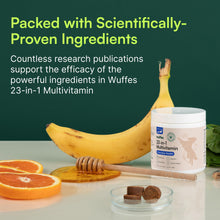 Load image into Gallery viewer, Wuffes 23-in-1 Dog Multivitamin Supplement for Hip &amp; Joint, Skin &amp; Coat and Immune System Support with Omega 3, Iron, Zinc, Vitamin C - Minerals &amp; Vitamins for Senior Dogs and Puppies - 30 Soft Chews
