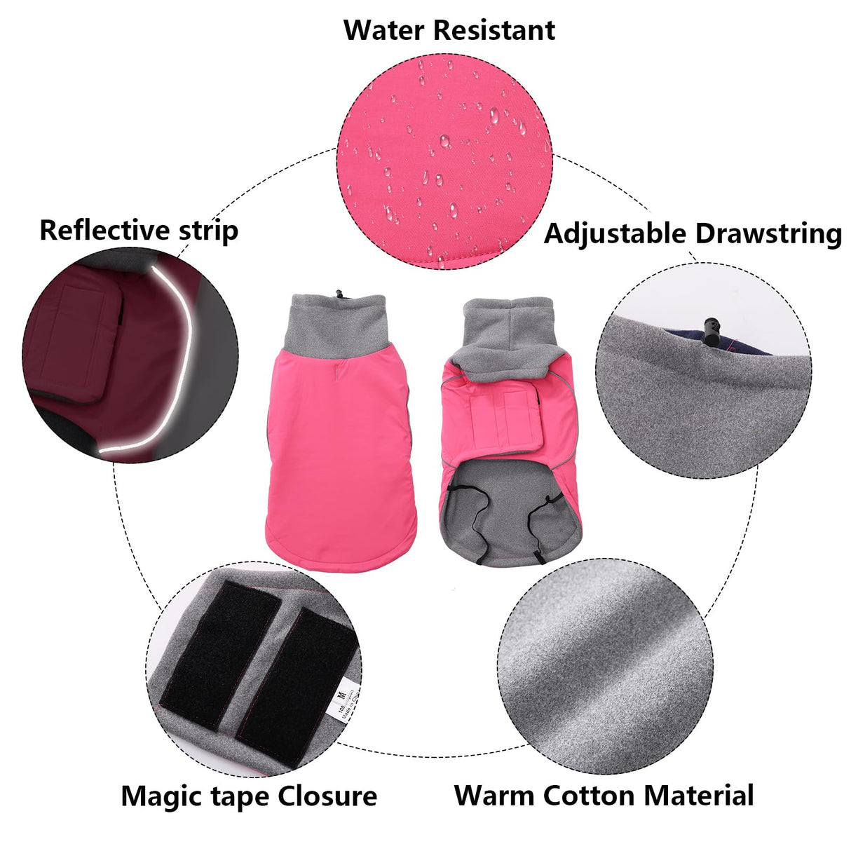 Brabtod Dog Winter Coat for Dachshund,Waterproof Miniature Dachshund Clothes Jacket,Small Dog Coat,Dachshund Jumper with Turtle Neck,Pet Outfit Ideal for Walking,Camping-Pink-S