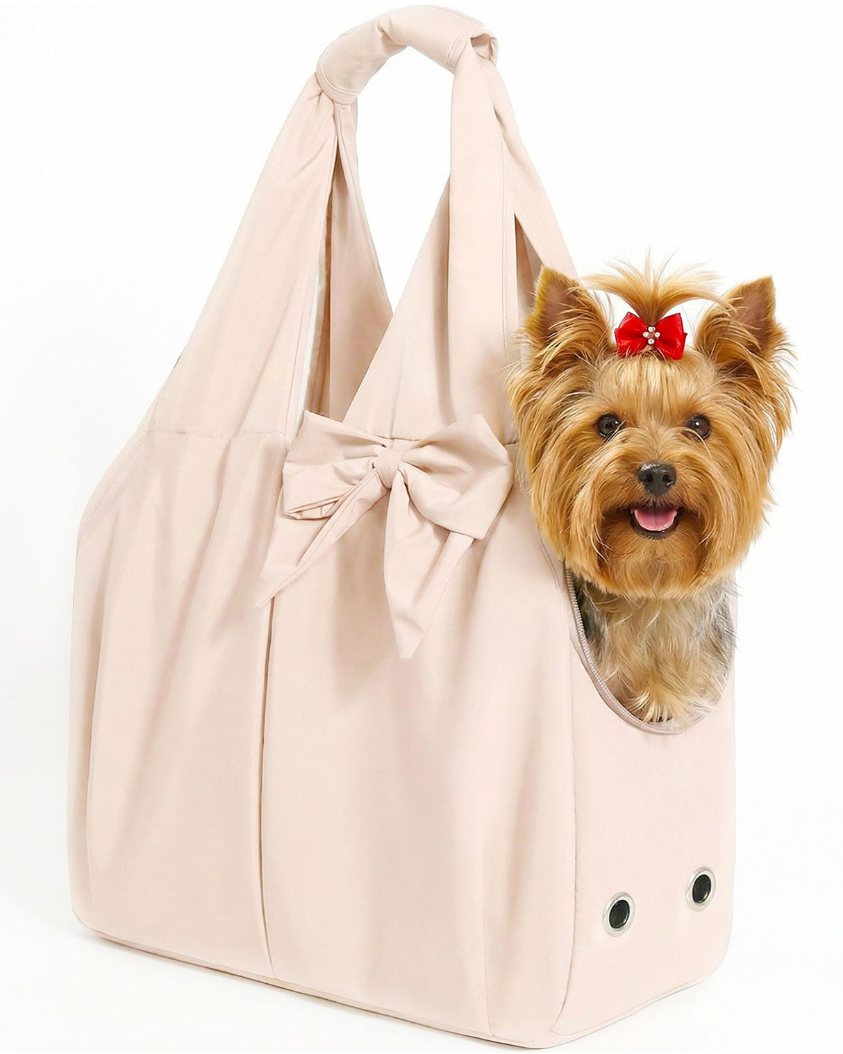 Dog Purse Carrier for Small Dogs, Soft Dog Tote Bag Carrier with 4 Large Pockets, No Collapse, Lightweight, Smart Zipper Lock, Comfortable Puppy Cats Rabbit Carrier for Travel, Outdoor(Pink)