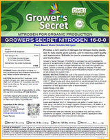 1lb Organic Nitrogen 16-0-0 Grower's Secret Water Soluble Farm-Grade Garden Fertilizer With Soy-Based Amino Acids Good For Leafy Greens & Vegetative Growth