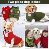 Syhood 2 Pieces Dog Jacket 2 Layers Fleece Lined Dog Jacket Warm Soft Windproof Small Pet Coat for Winter Cold Weather(M,Red,Green)