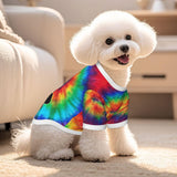 Custom Dog T- Shirt Personalized Breathable Clothes Tie Dye Rainbow Dog Shirt with Name Text Photo Logo Customized Shirts for Pets Puppy Cats
