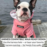 DJANGO Dog Hoodie – Warm Winter Dog Sweater & Fully Lined, Cozy Sweatshirt for Small & Medium Dogs, Dachshunds – Soft, Stretchy, Puppy Hoodie with Leash Portal, Elastic Waistband – Quartz Pink, Small