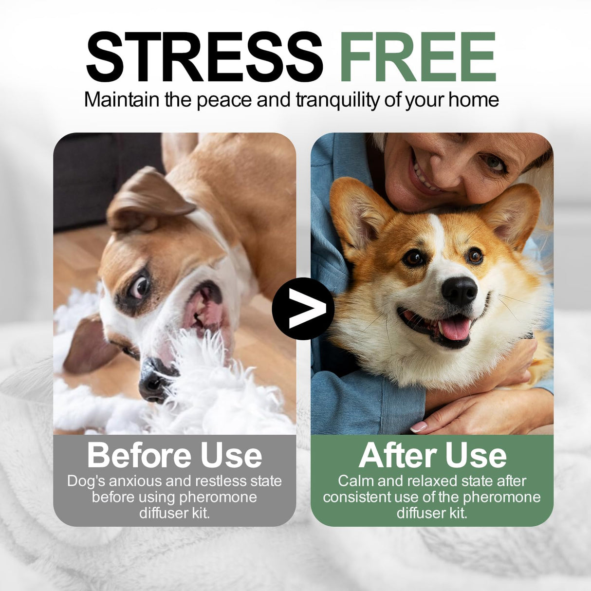 14 IN 1 Dog Calming Diffuser Kit with Night Light | 4 Plug-in Diffusers + 10 Refills (48ml Each) | New Formula Pheromone for Dogs | Anxiety Relief, Stop Barking, Reduce Stress | 300 Days Supply