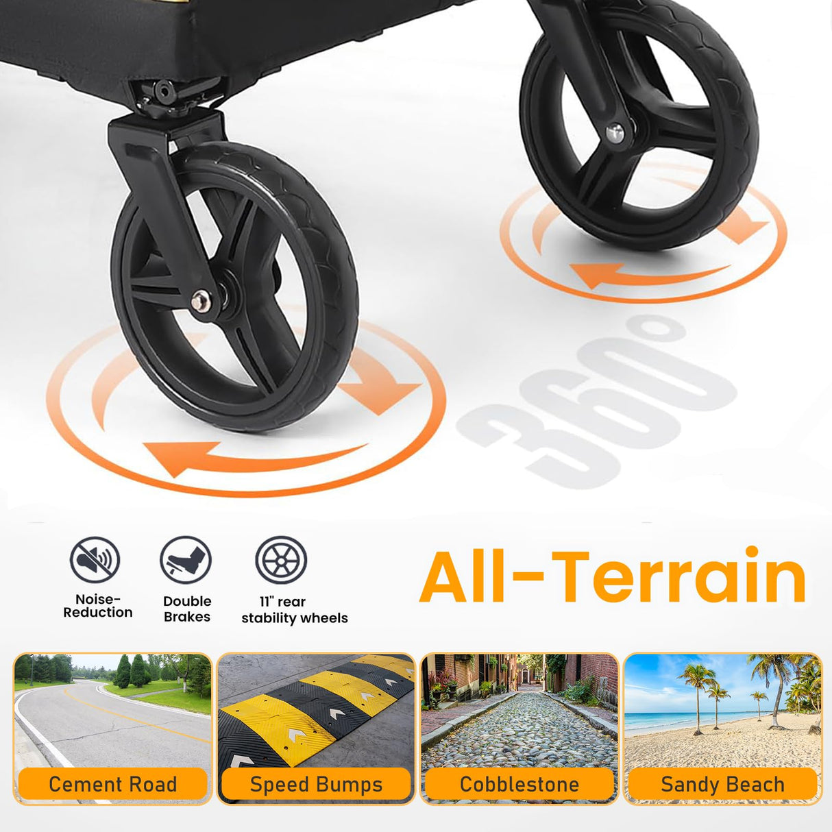 TTPet Extra Large Pet Stroller with Ramp, Dog Stroller for Large & Medium Dogs up to 180lbs, Foldable Dog Wagon with Dual Handle & Brake, Portable Puppy Travel Strollers for Cats & Dogs