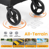 TTPet Extra Large Pet Stroller with Ramp, Dog Stroller for Large & Medium Dogs up to 180lbs, Foldable Dog Wagon with Dual Handle & Brake, Portable Puppy Travel Strollers for Cats & Dogs