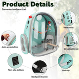 Rypet Bird Carrier Backpack Parrot Portable Breathable Bag Pet Bird Lightweight Travel Cage with Standing Perch and Stainless Steel Tray（Mint Green）