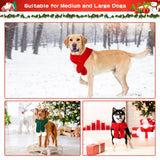 BWOGUE 2-Piece Knitted Dog Christmas Scarf & Bandana with White Pom Pom for Medium/Large Dogs - Winter Warm Holiday Pet Costume Accessory (Red, Green)