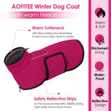 AOFITEE Dog Winter Coat, Waterproof Dog Jacket, Dog Coat with Harness Hole, Warm Fleece Dog Puffer Jacket, Reflective Windproof Dog Snowsuit for Small Medium Large Dogs, Dachshund, French Bulldog, L