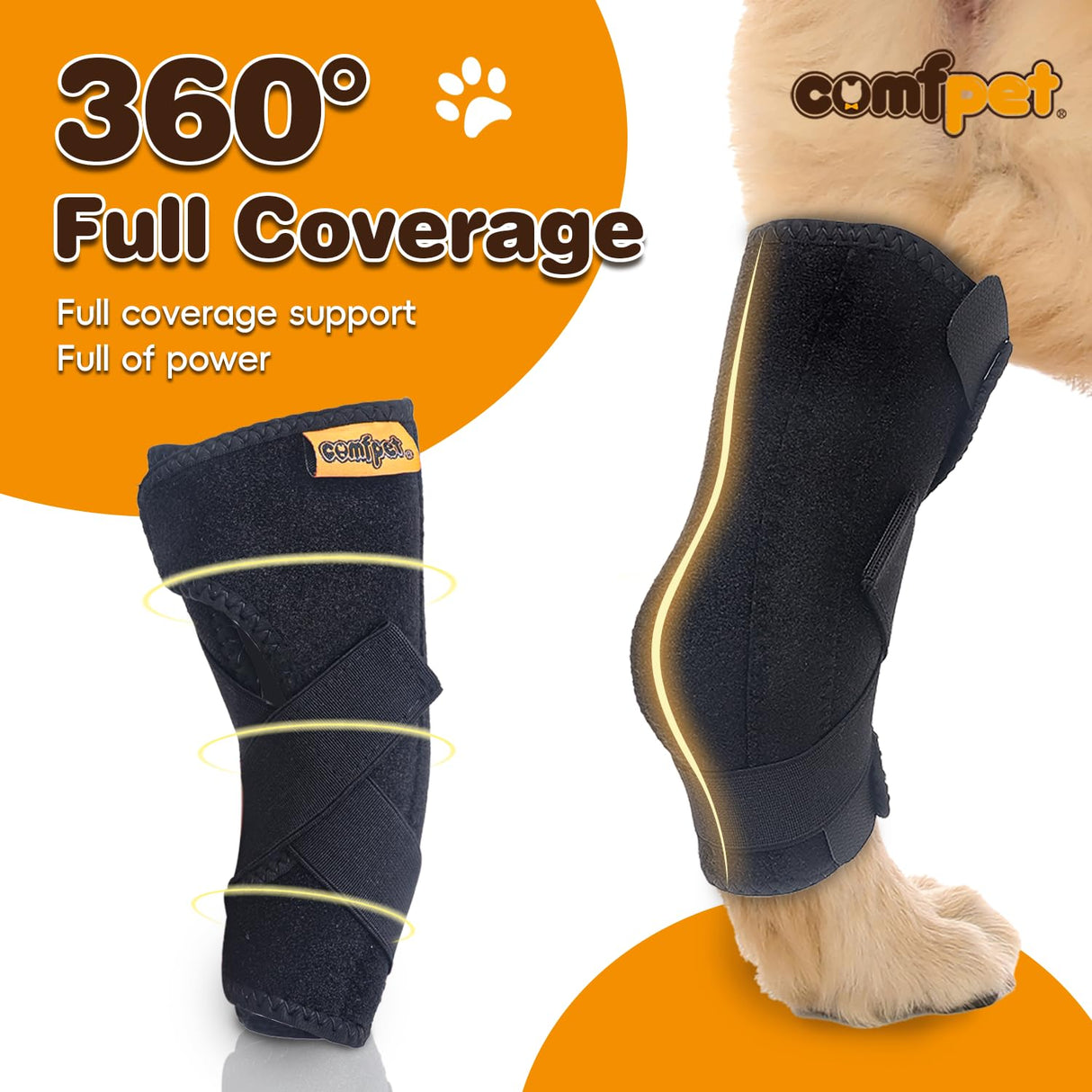COMFPET Dog Hock Brace for Small Dogs (5-15 lbs), Adjustable Hind Leg Support Wrap for Chihuahua, Pomeranian, Yorkie, Arthritis, ACL Tears & Lameness Relief - Size S