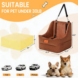 AiryCute Dog Car Seat for Medium Dogs – Premium Pet Booster Seat with Two Pet Safety Belts, Detachable Washable Cover Non-Slip Base, Portable Dog Travel Seat for Road Trips & Daily Errands Up to 35lbs
