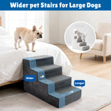 Dog Steps for Bed, 18" H Dog Stairs for Small Dogs, 4-Tier Pet Stairs with Washable Cover, Non-Slip Pet Steps for Dogs to Get On Bed
