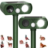 Upgraded Solar Ultrasonic Animal Repellent Outdoor, Deer Repellent Devices Squirrel Cat Raccoon Rabbit Dog Deterrent, Keep Skunk Away Motion Detection with Flash Light for Yard Garden Lawn 2PACKGreen