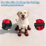 BECROWM Dog Boots for Winter Snowy Day Water-Resistant Dog Shoes for Small Medium Large Dogs Paw Protectors for Outdoor Hiking Walking (Red, 3# (Width 2.0inch) for 27-38lbs)