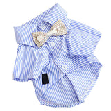 Striped Dog Shirt Breathable Casual Short Sleeve Puppy Clothes with Bow for Spring Fall (L)