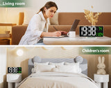 Neasroe Digital Alarm Clock, 6.7" Mirror Clocks Large Numbers LED Display for Bedrooms - Auto Dimmer, Time and Date, Room Temperature, Snooze, 12/24 Hour for Teens, Elderly, USB Powered(White)