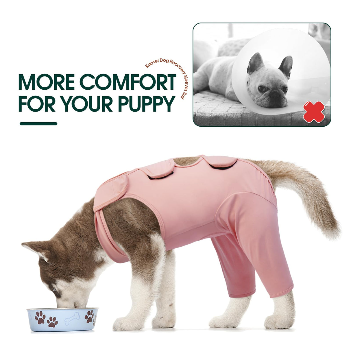 Kuoser Dog Recovery Suit for Back Legs, Thigh Wound Protective Sleeve for Dogs, Dog Recovery Sleeve for Female Male Dogs, Dog Onesie After Surgery Pet Surgical Suit for Spay Neuter, Pink XL
