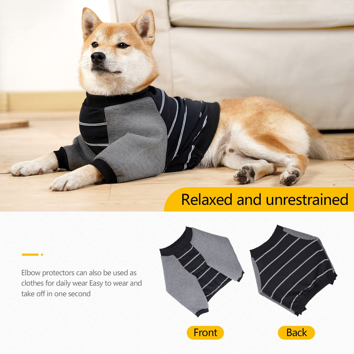 Anti-Licking Dog Shirt, Long Sleeve T-Shirt for Pets After Surgery, Prevent Scratching Hoodie for Dogs BlackGrey 2X-Large