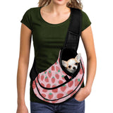 FUSURIRE Strawberry Printed Pet Carrier Sling Bag Pink Front Sling Pack Breathable Mesh Dog Pouch with Adjustable Strap Washable Travel Shoulder Bag for Cats Dogs Puppy