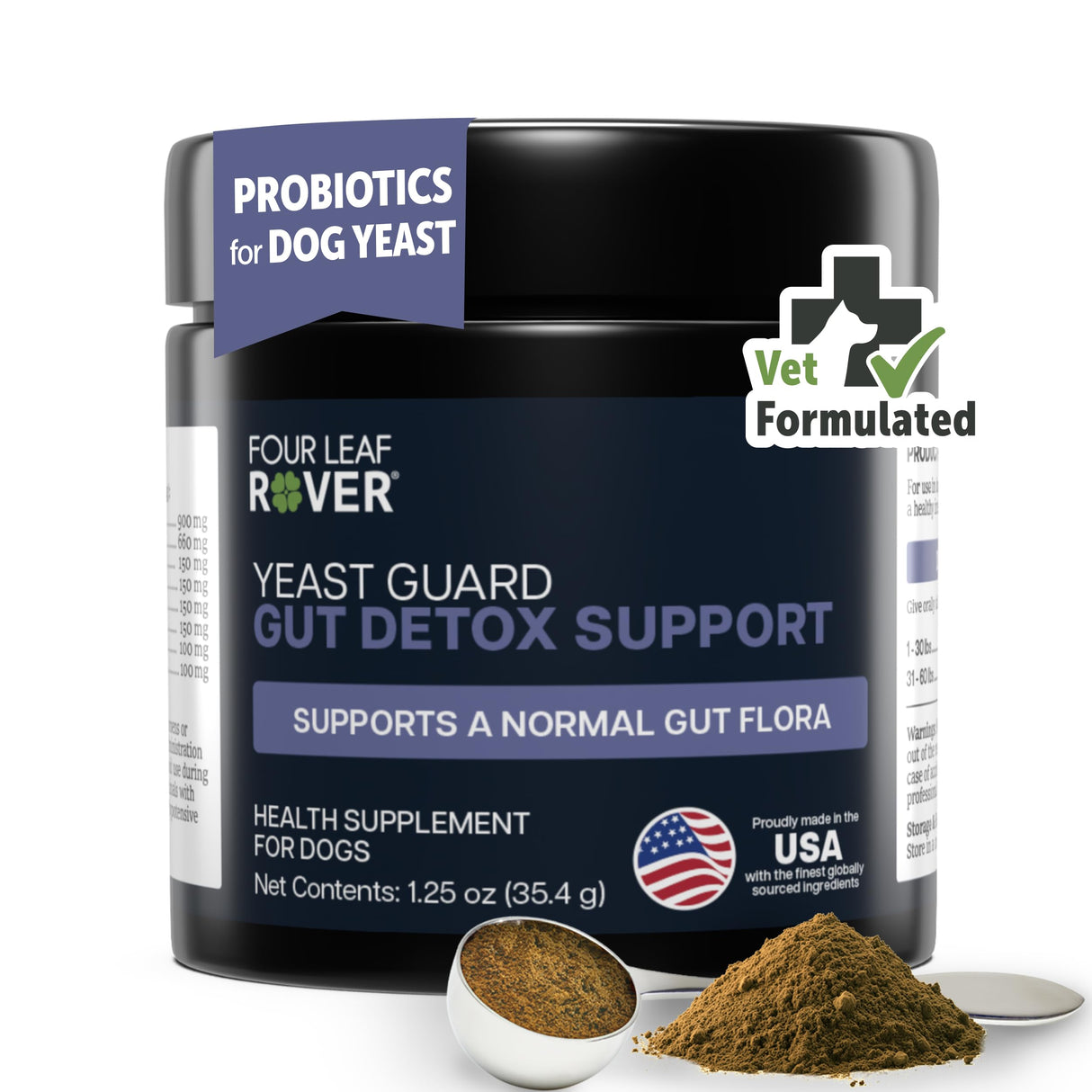 FOUR LEAF ROVER Yeast Guard for Dog Yeast - Veterinarian Formulated - Supports Healthy Skin, Ears & Paws - 100% Natural with Organic Herbs - 30 Day Medium Dog Supply