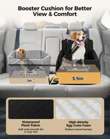 Petcozife Dog Car Seat for Small & Medium Dogs Under 35lbs, Detachable & Washable Pet Car Seat, Interior Height 6 Inches Pet Travel Bed with Storage Pockets and 2 Dog Safety Belts (Black)