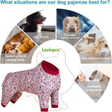 LovinPet Pittbull Pjs Pet Anxiety Calming Shirt, Anti Licking Dog Pajamas, Bouquet Print, Large Dog Clothes for Parties, Camping, Travel, and Home,3XL