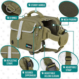 PetAmi Dog Backpack for Medium Large Dogs, Dog Saddle Bag For Dogs to Wear, Tactical Harness Saddlebag with Reflective Safety Side Pockets for Hiking Camping Vest Dog Pack Travel (Olive Green, Medium)