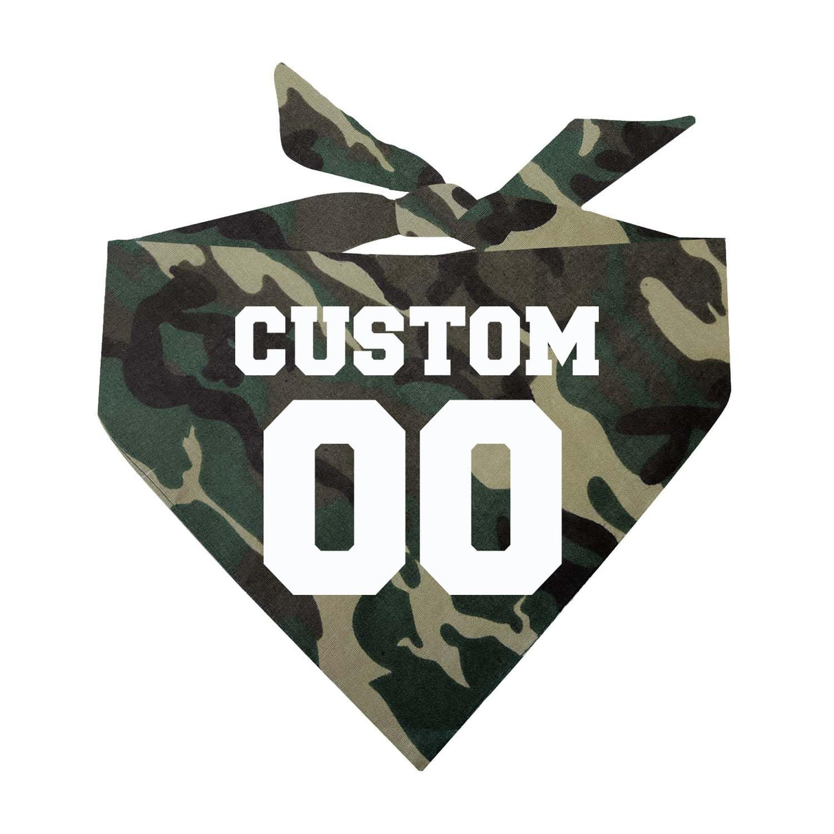 Custom Sports Name & Number Personalized Dog Bandana | 100% Cotton Adjustable Triangle | Made in USA | Collegiate Varsity Team Jersey | Fan of Player Team | Camo One Size (633)