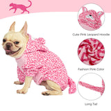 DELIFUR Dog Leopard Print Costume - Adorable Dog Halloween Hoodies for Small Medium Pet Cute Animal Clothes Cosplay Sweatshirt Pink (Leopard Print, Medium)