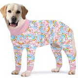 PriPre Dog Surgery Recovery Suit Ice Cream Candy Printed Long Sleeve Shirts Soft Pajamas Onesie Jumpsuit Prevent Licking Dogs Shedding Suit for Large Dogs(Pink,2XL)