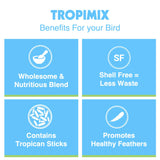 Hari Tropimix Bird Food, Hagen Large Parrot Food with Seeds, Fruit, Nuts, Vegetables, Grains, and Legumes, Enrichment Food, 4 lb Bag