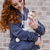 ALYC Pet Pouch Hoodie- Dog Cat Holder Carrier Sweatshirt Fleece Big Pouch Pullover for Women (Dark Grey, Medium)